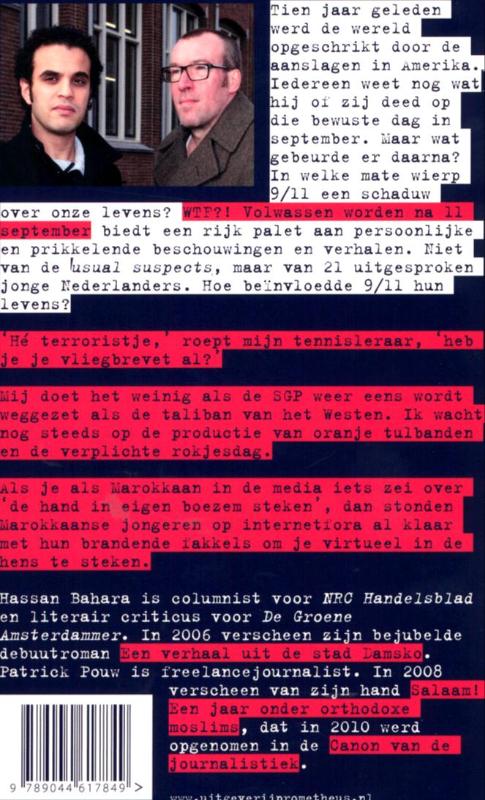 Achterkant van WTF? Volwassen worden na 11 september