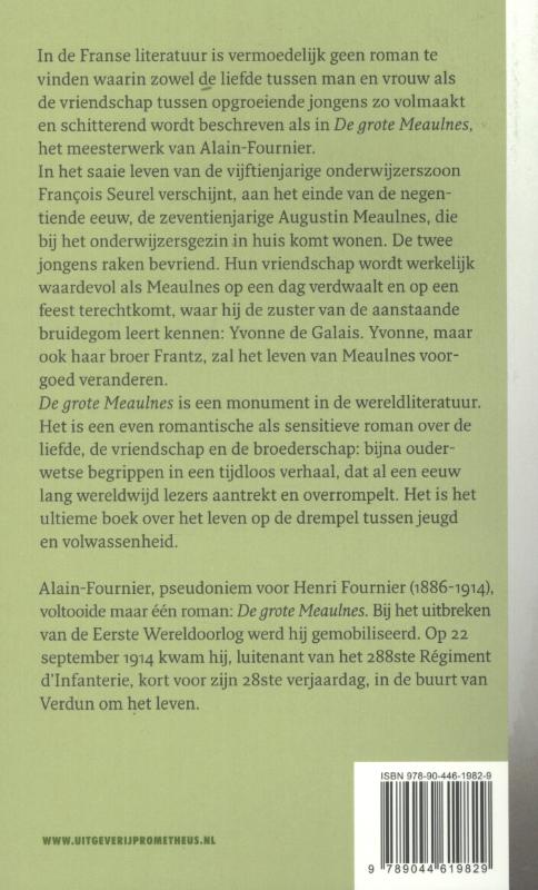 Achterkant van De grote Meaulnes