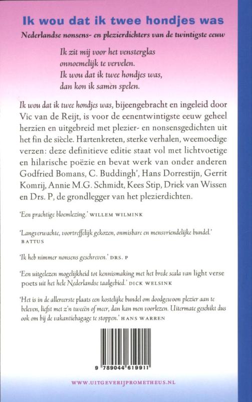 Achterkant van Ik wou dat ik twee hondjes was