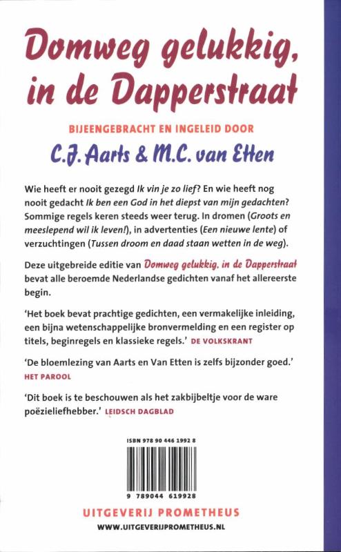 Achterkant van Domweg gelukkig, in de dapperstraat