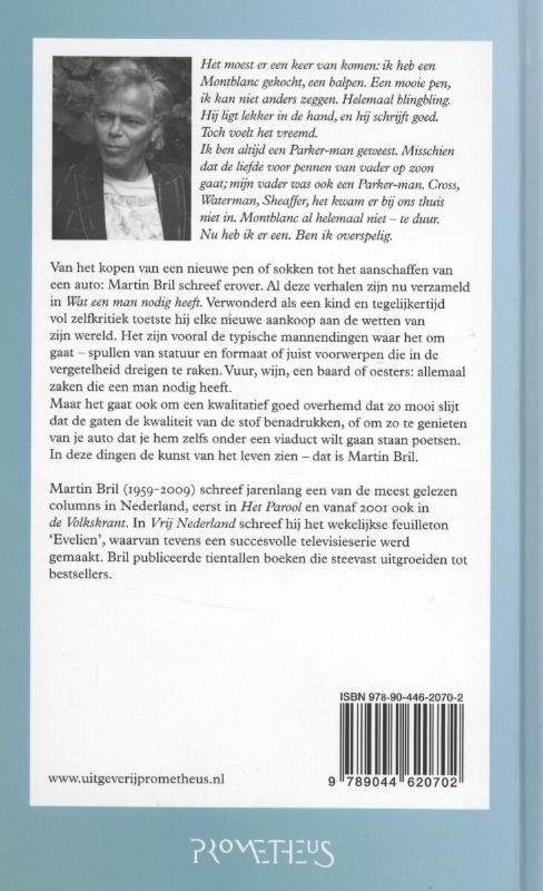 Achterkant van Wat een man nodig heeft