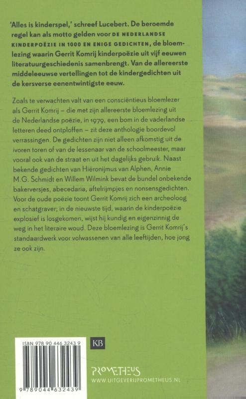 Achterkant van Nederlandse kinderpoëzie in 1000 en enige gedichten