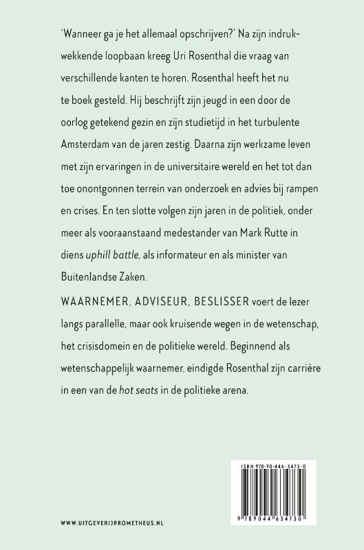 Achterkant van Waarnemer, adviseur, beslisser