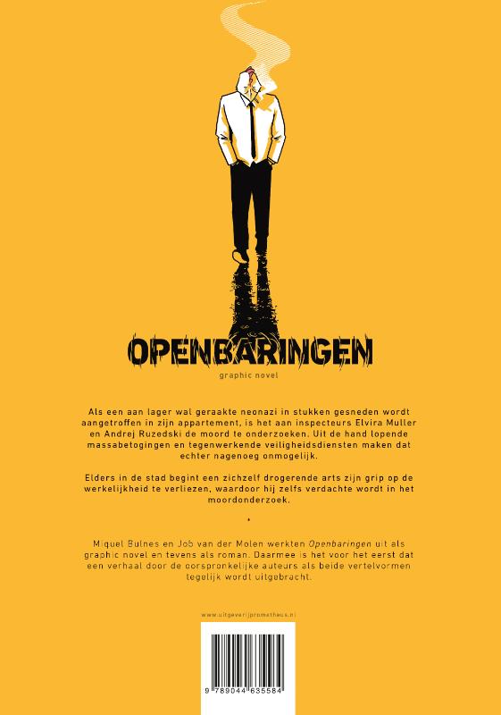 Achterkant van Openbaringen graphic novel