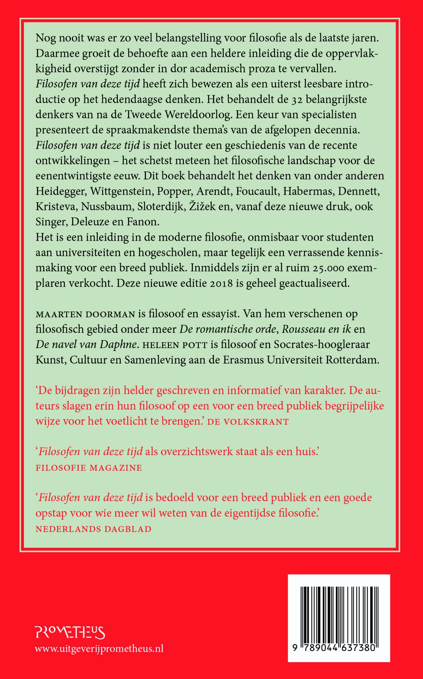 Achterkant van Filosofen van deze tijd