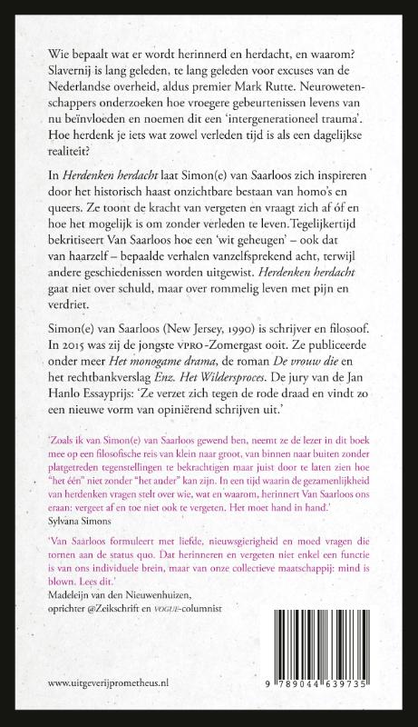 Achterkant van Herdenken herdacht