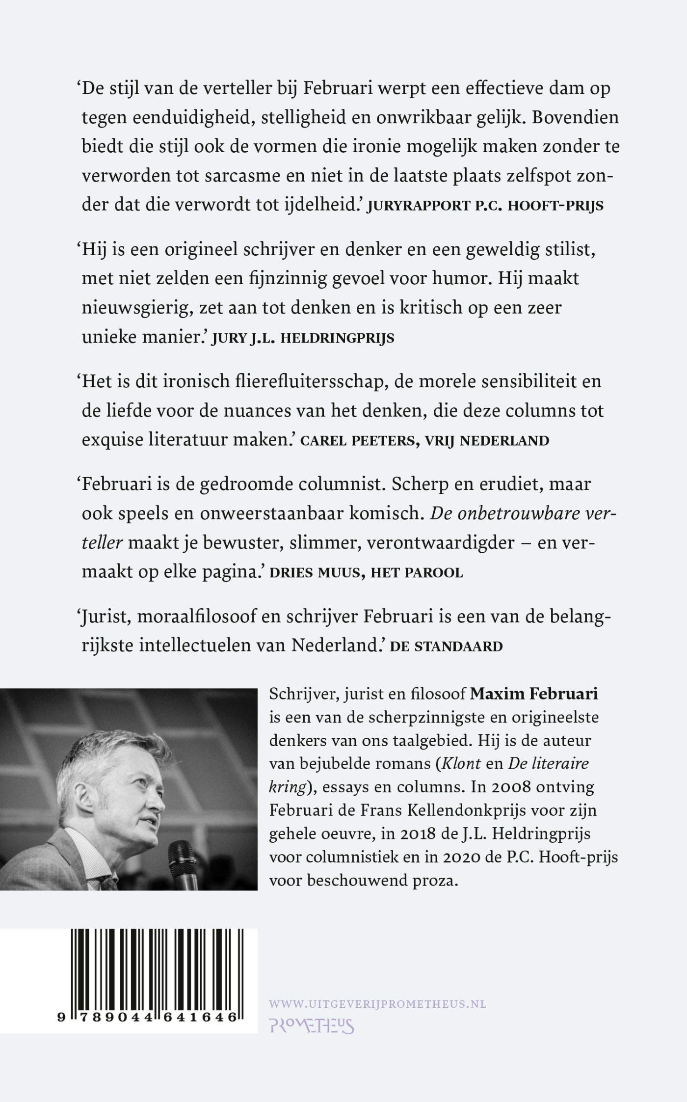 Achterkant van De onbetrouwbare verteller