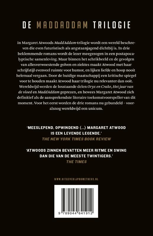 Achterkant van De maddAddam-trilogie