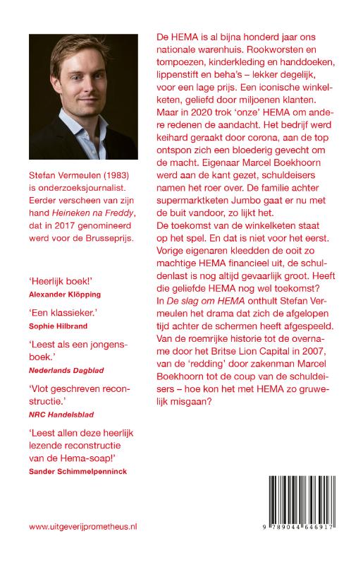 Achterkant van De slag om Hema