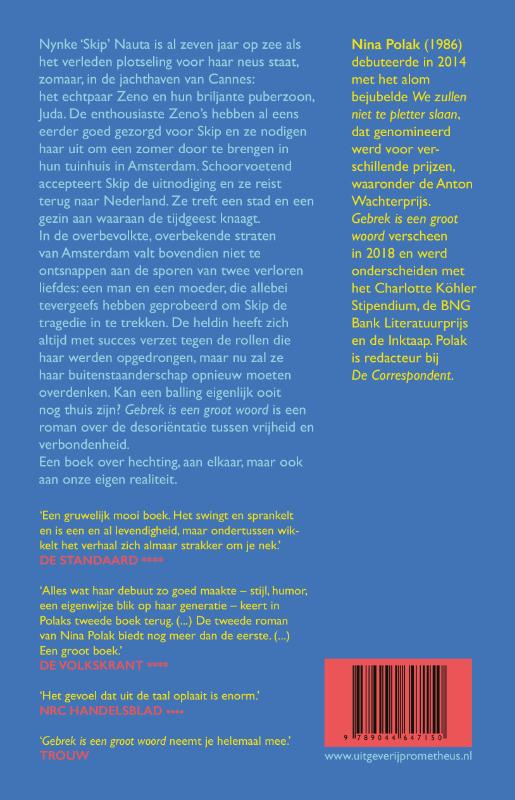 Achterkant van Gebrek is een groot woord