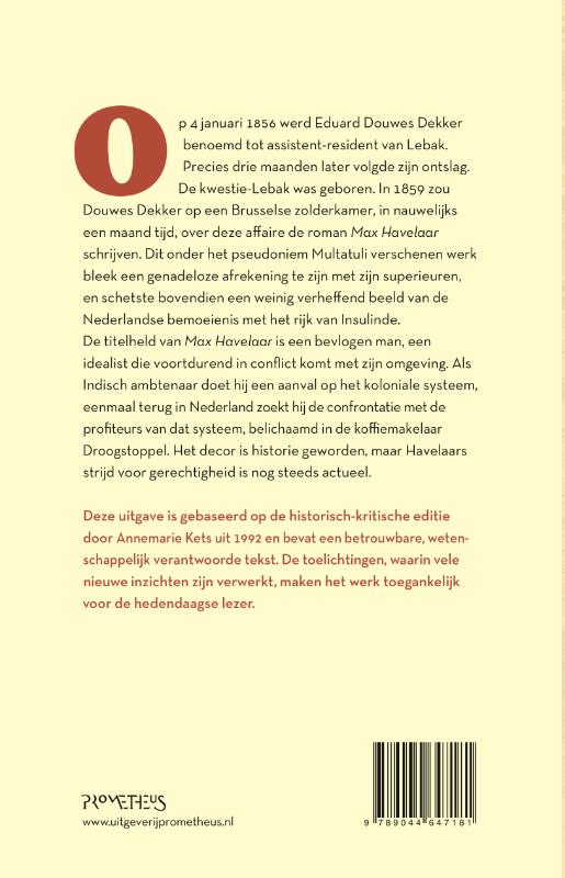 Achterkant van Max Havelaar