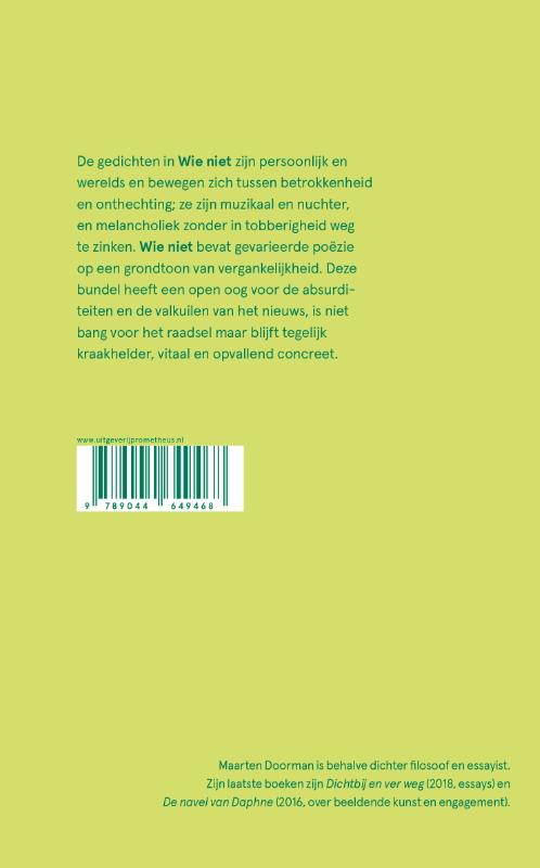 Achterkant van Wie niet