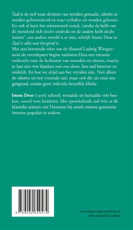 Achterkant van Taal is alles wat het geval is