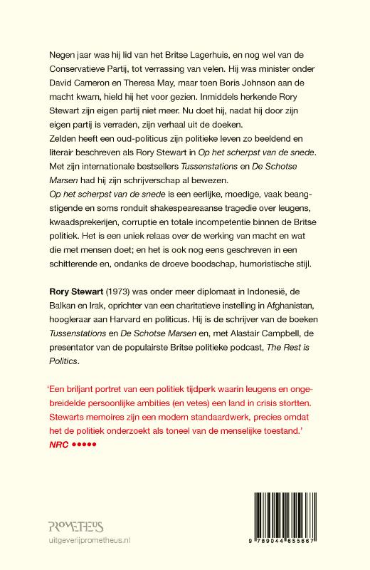 Achterkant van Op het scherpst van de snede