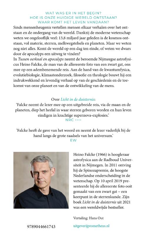 Achterkant van Tussen oerknal en apocalyps