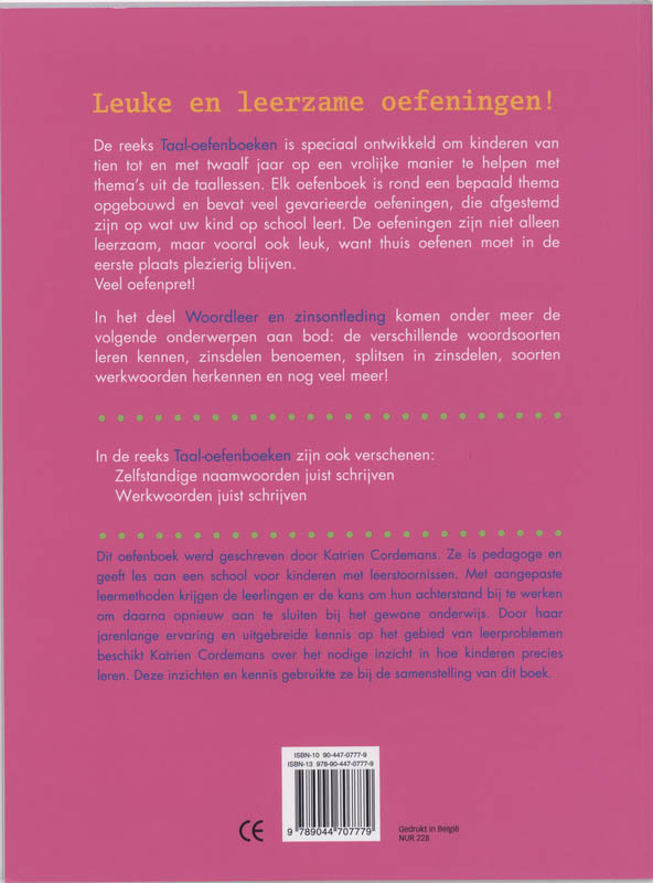 Achterkant van Woordleer en zinsontleding (10-12j.)