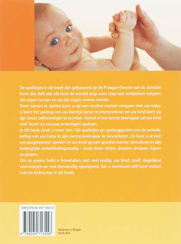 Achterkant van Al spelend de ontwikkeling van uw baby bevorderen
