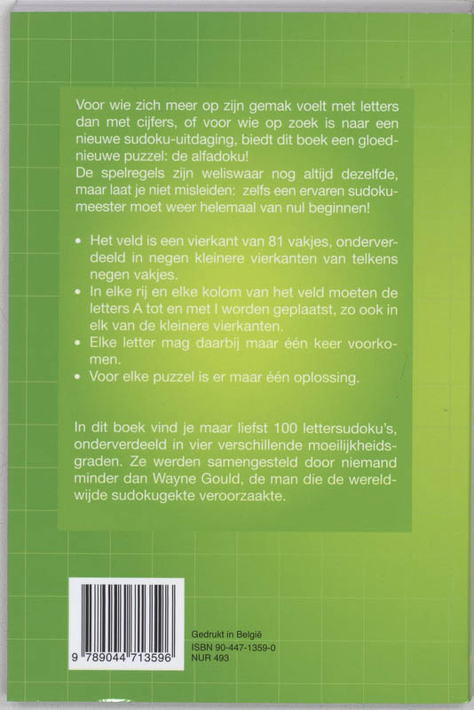 Achterkant van Puzzelboek alfadoku