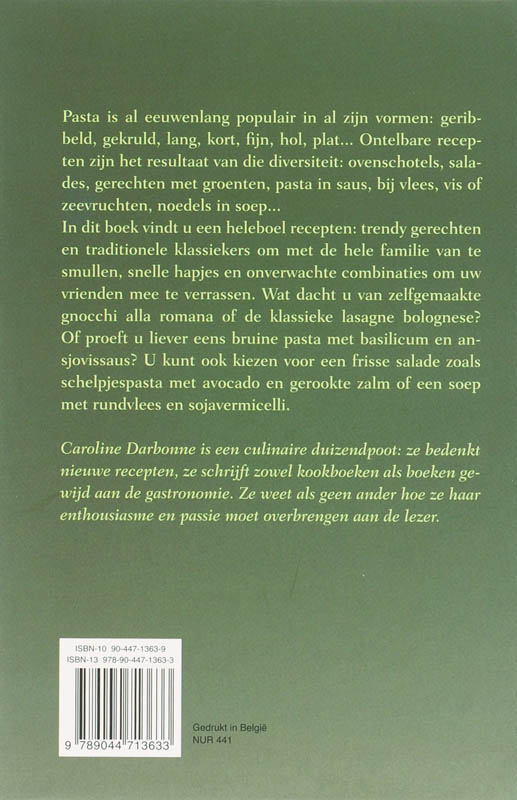 Achterkant van Pasta voor de fijnproever