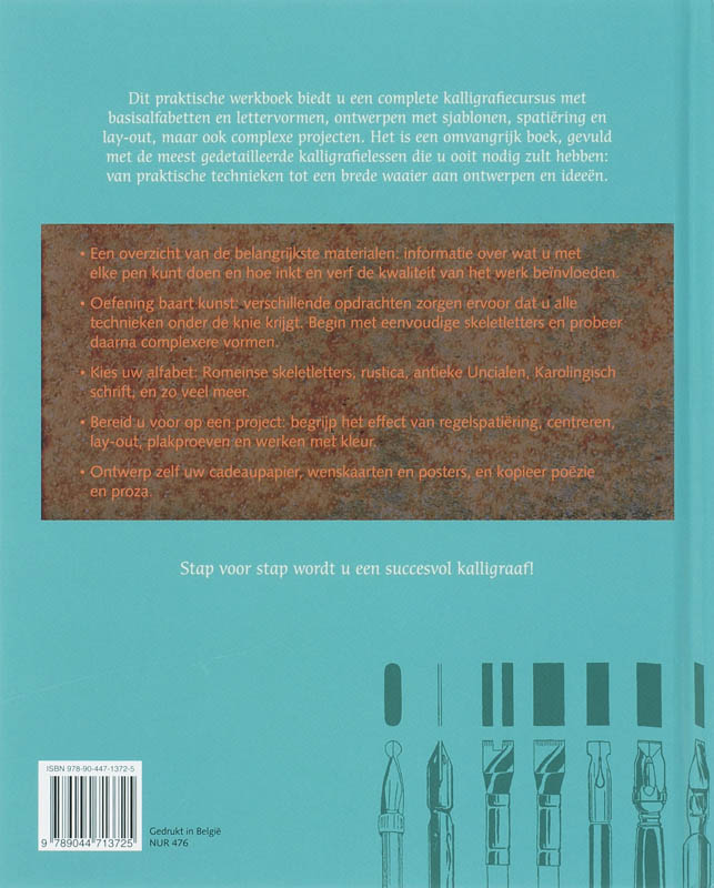 Achterkant van Werkboek Kalligrafie en lettertekenen