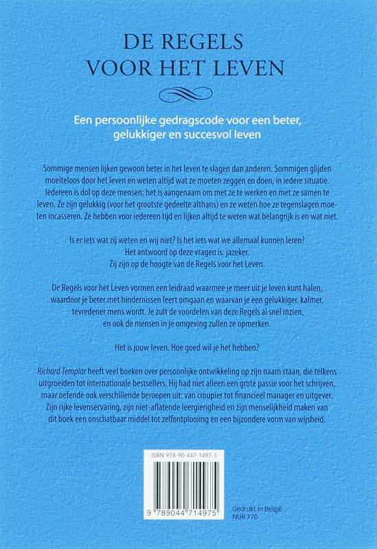 Achterkant van De regels voor het leven