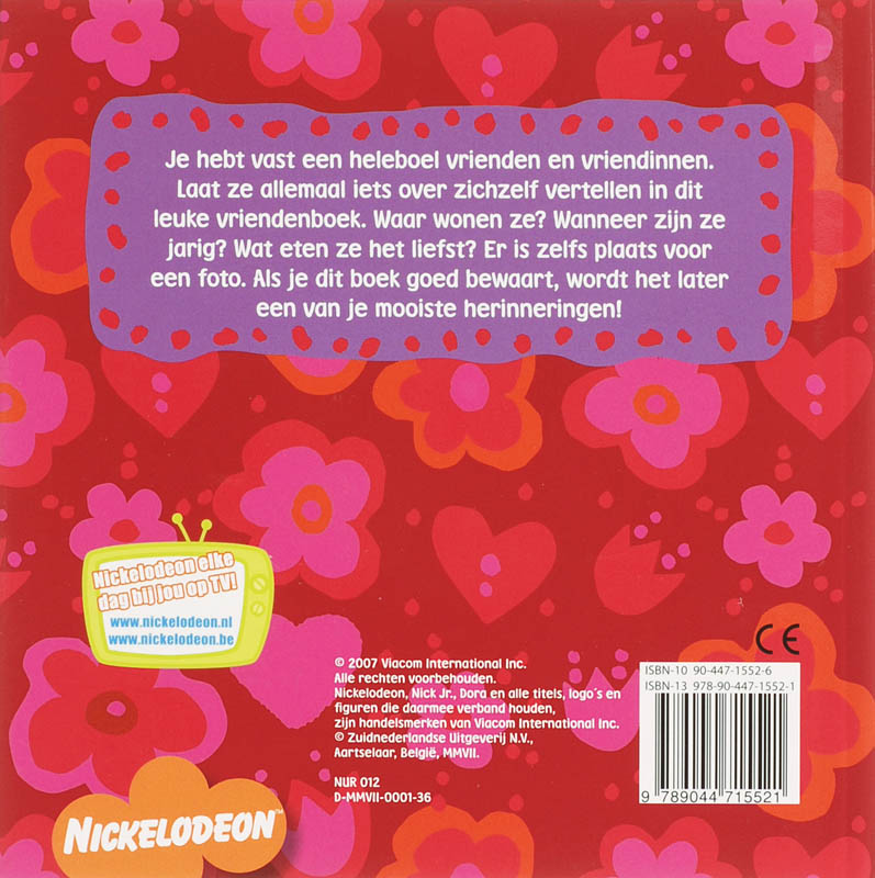 Achterkant van Dora vriendenboek