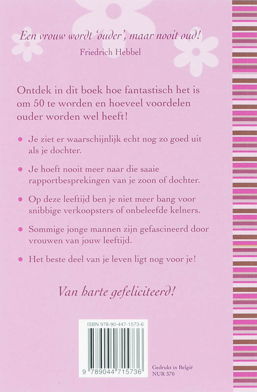 Achterkant van Proficiat Sara! 50 worden is fantastisch