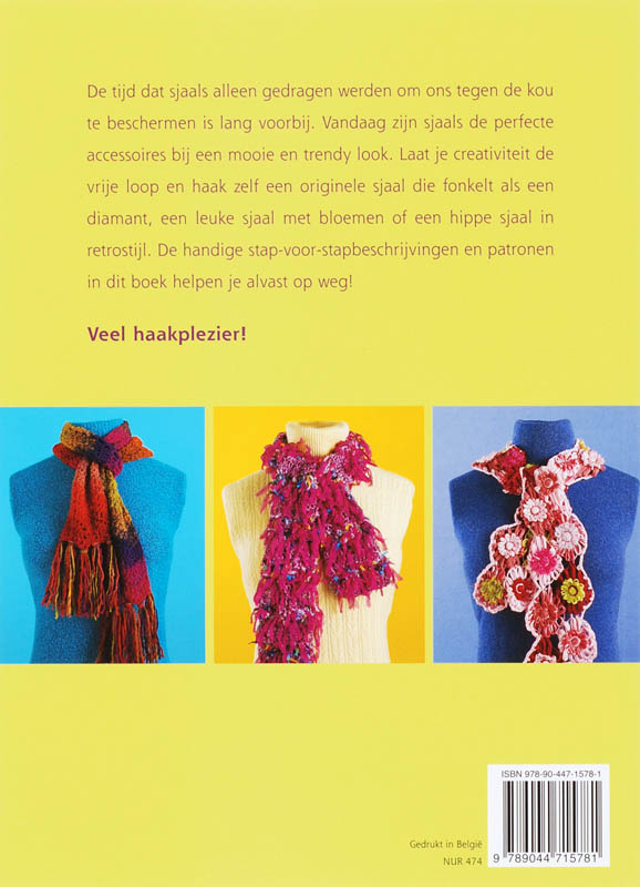 Achterkant van Kleurrijke sjaals haken