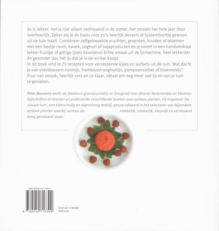 Achterkant van IJs en sorbet uit eigen tuin