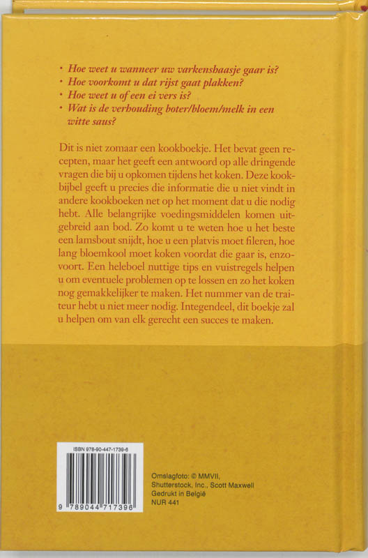 Achterkant van Deltas kookbijbel