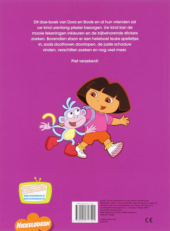 Achterkant van Dora reuzeleuk doe-boek
