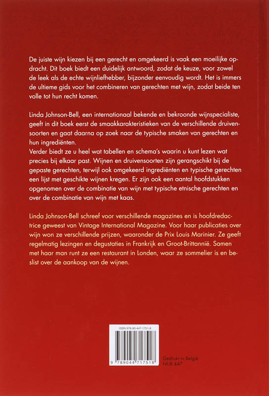 Achterkant van De juiste wijn bij het juiste gerecht