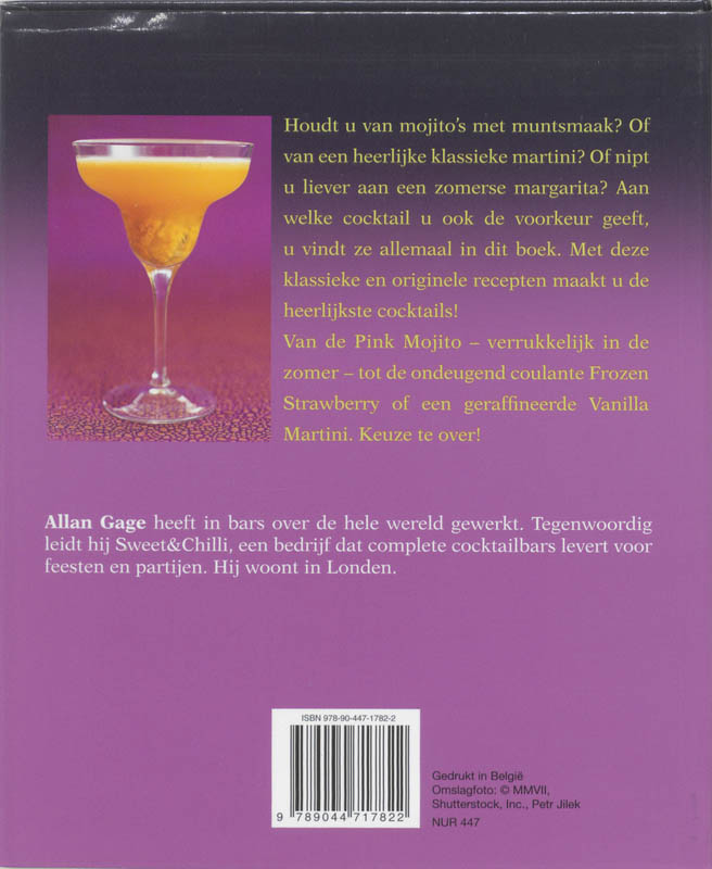 Achterkant van Mojito, Margarita, Martini