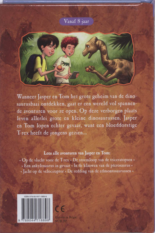 Achterkant van Op de vlucht voor de T-rex