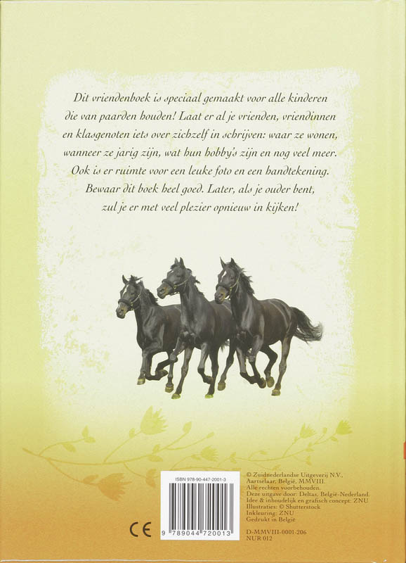 Achterkant van Paarden vriendenboek