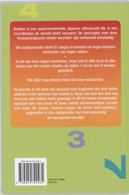 Achterkant van Sudoko