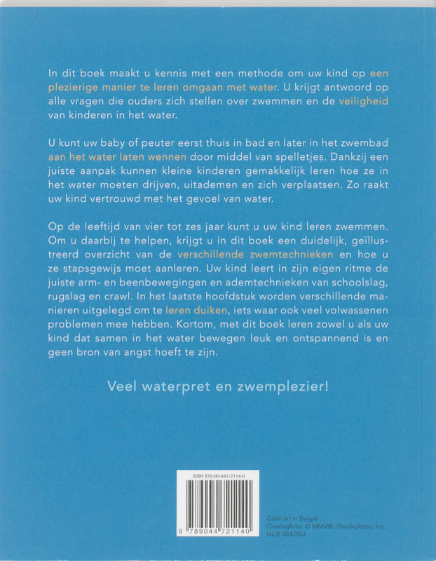 Achterkant van Zo leer ik mijn kind zwemmen
