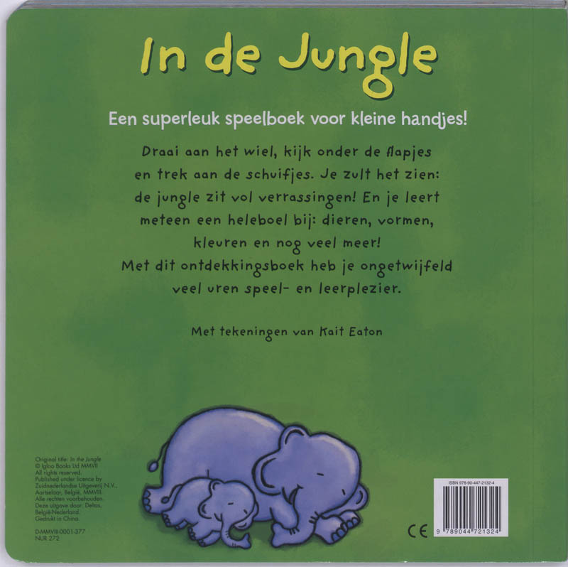 Achterkant van In de Jungle Een draai-duw-trek-speelboek