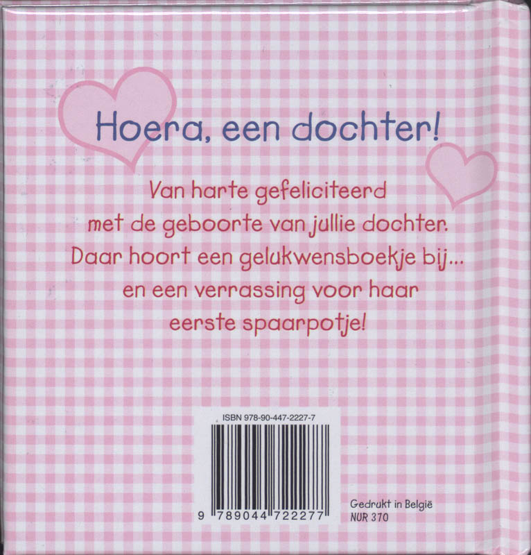 Achterkant van Hoera, een dochter!