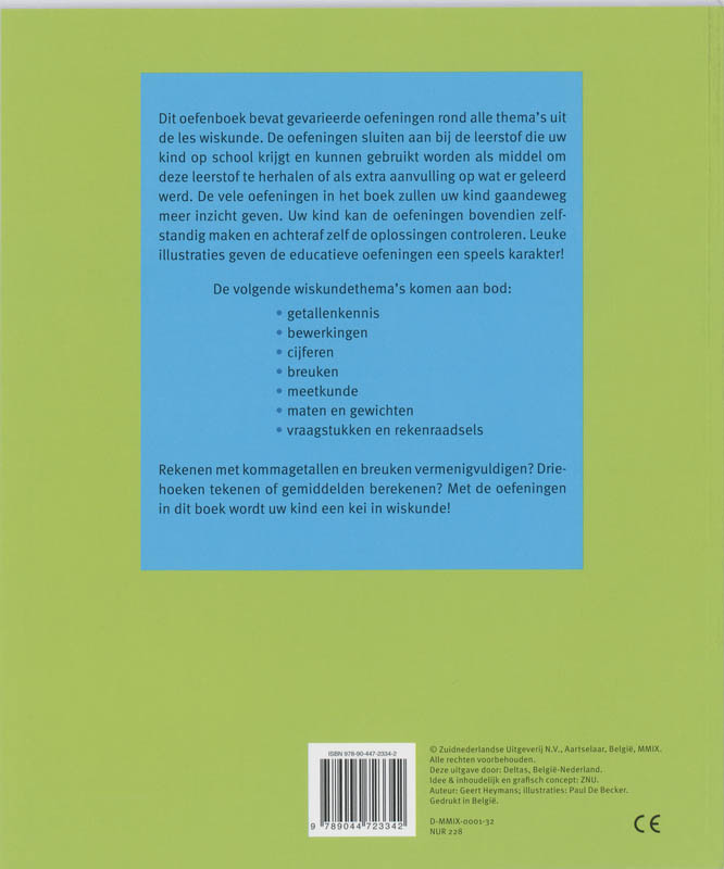 Achterkant van Oefenboek wiskunde