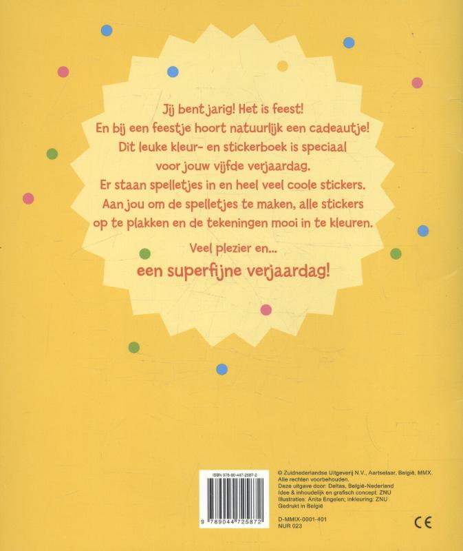 Achterkant van Je bent 5 jaar!