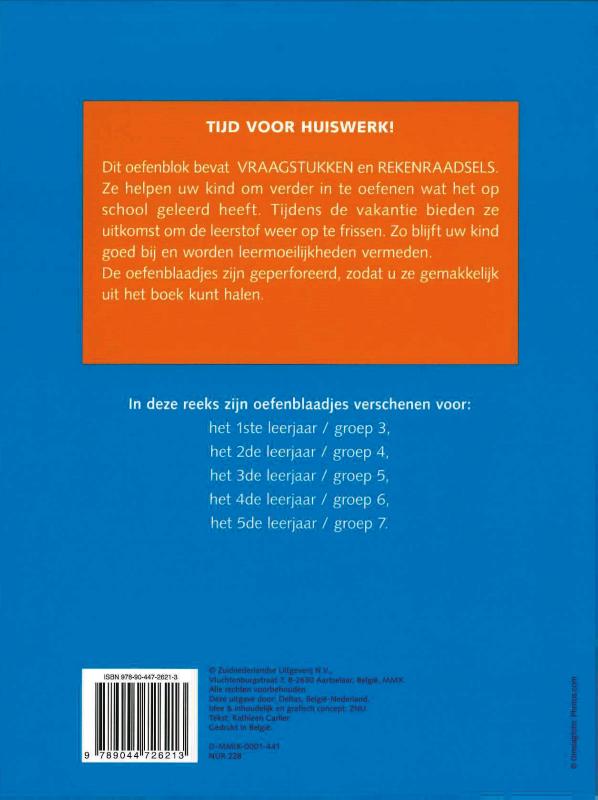 Achterkant van Oefenblaadjes Vraagstukken en rekenraadsels 9-10 jr
