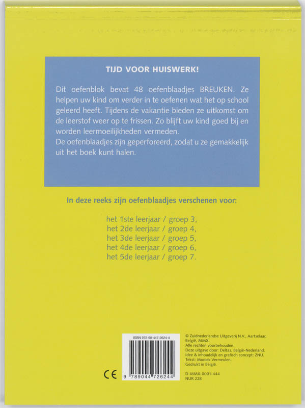 Achterkant van Oefenblaadjes Breuken 9-10 jr