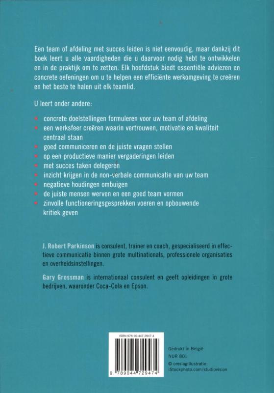 Achterkant van De geheimen van effectief team management
