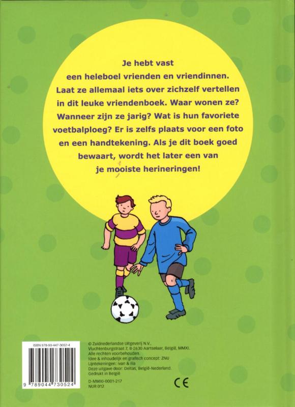 Achterkant van Voetbal vriendenboek