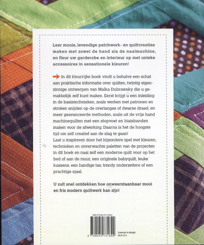 Achterkant van Kleurrijk quilten