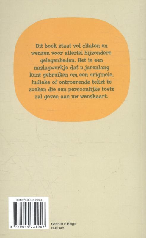 Achterkant van Mooie en originele wensen voor elke gelegenheid