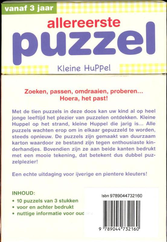 Achterkant van Allereerste puzzel Kleine Huppel vanaf 3 jaar