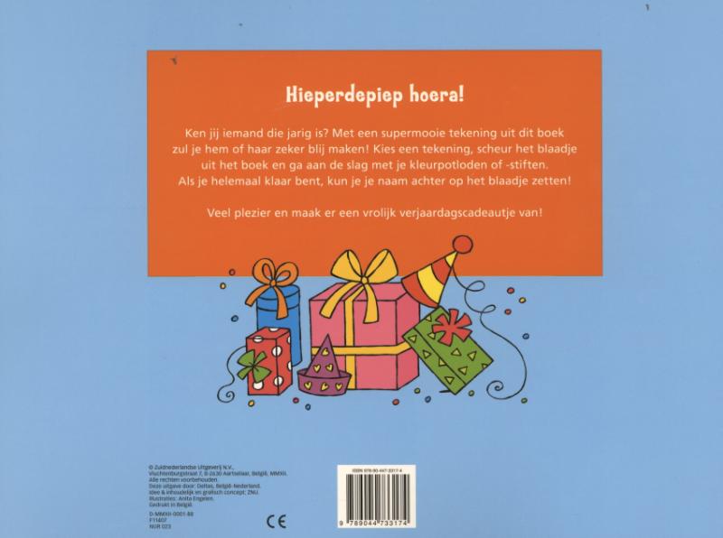 Achterkant van Gelukkige verjaardag! 24 uitscheurbare tekeningen