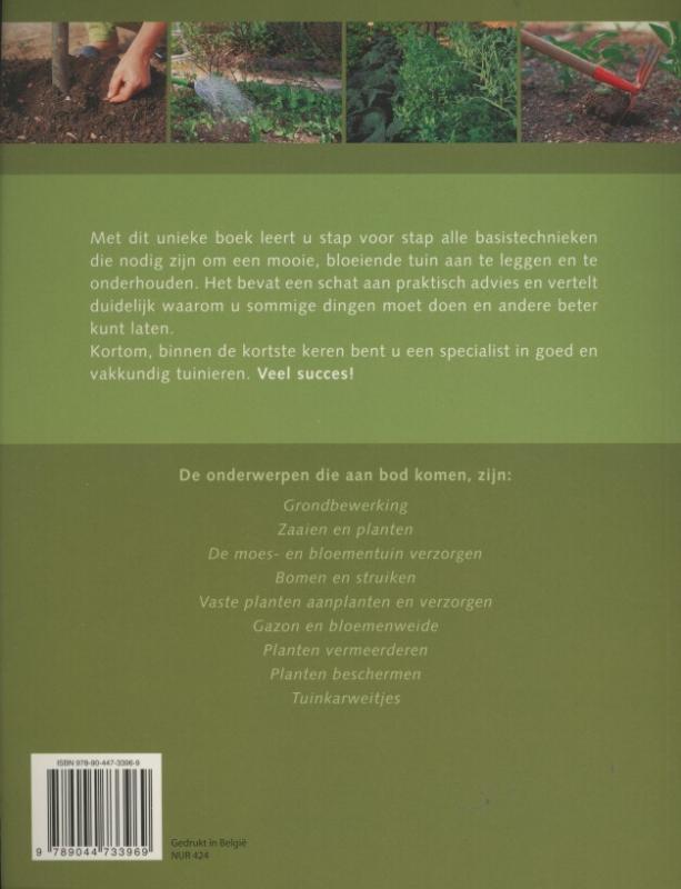 Achterkant van Basishandboek tuinieren